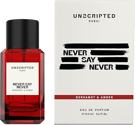 Unscripted Dubai Never Say Never Eau de Parfum, Bergamot & Amber, 100ml