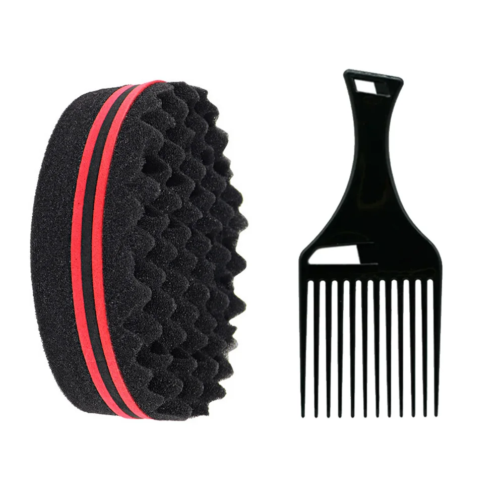 Oval Double Sides Magic Twist Hair Brush Sponge Brush Big Holes Barber Sponge Brush Twist Hair Afro Curl As Hair Care Tools
