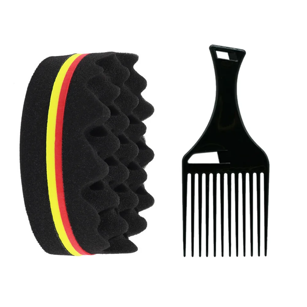 Oval Double Sides Magic Twist Hair Brush Sponge Brush Big Holes Barber Sponge Brush Twist Hair Afro Curl As Hair Care Tools