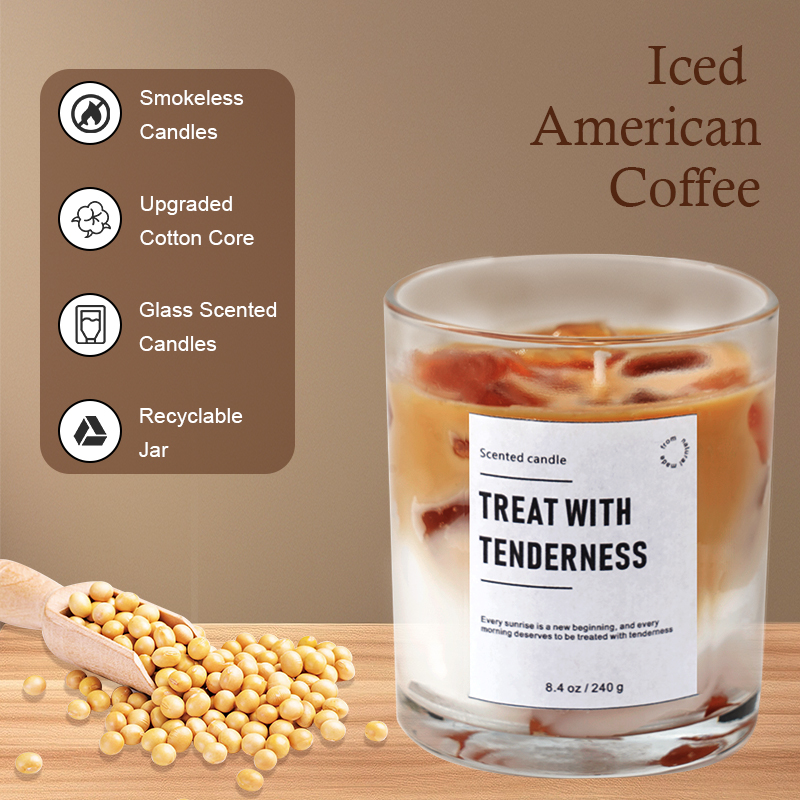 Modern Decorative Large Soy Wax Candle Jar Iced Latte Color Private Label Thanksgiving Mother's Day Diwali Christmas Easter