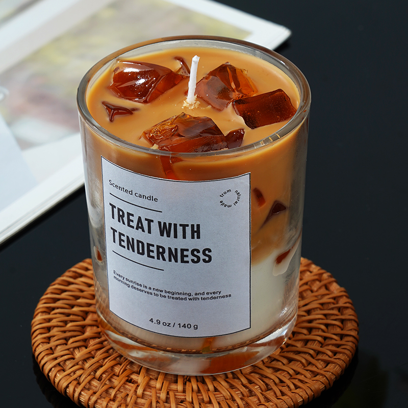 Modern Decorative Large Soy Wax Candle Jar Iced Latte Color Private Label Thanksgiving Mother's Day Diwali Christmas Easter