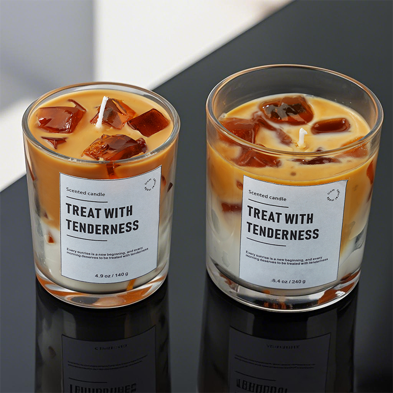 Modern Decorative Large Soy Wax Candle Jar Iced Latte Color Private Label Thanksgiving Mother's Day Diwali Christmas Easter