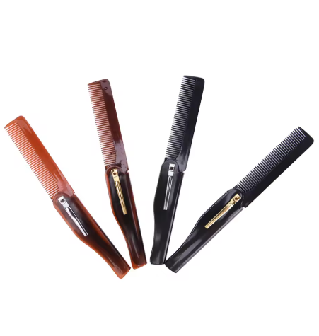 1Pc Foldable Hair Comb Pocket Clip Hair Moustache Beard Comb Hair Grooming Styling Tool Portable