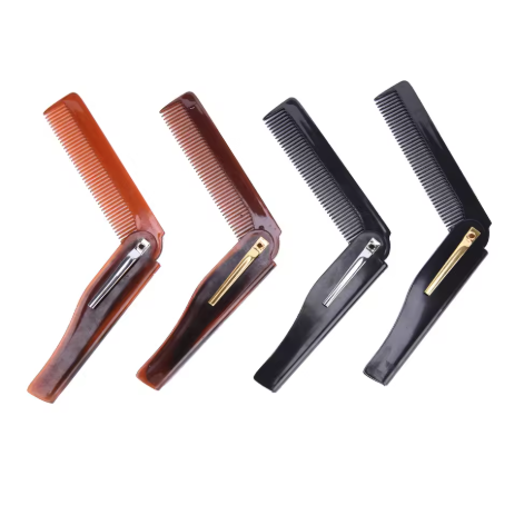 1Pc Foldable Hair Comb Pocket Clip Hair Moustache Beard Comb Hair Grooming Styling Tool Portable