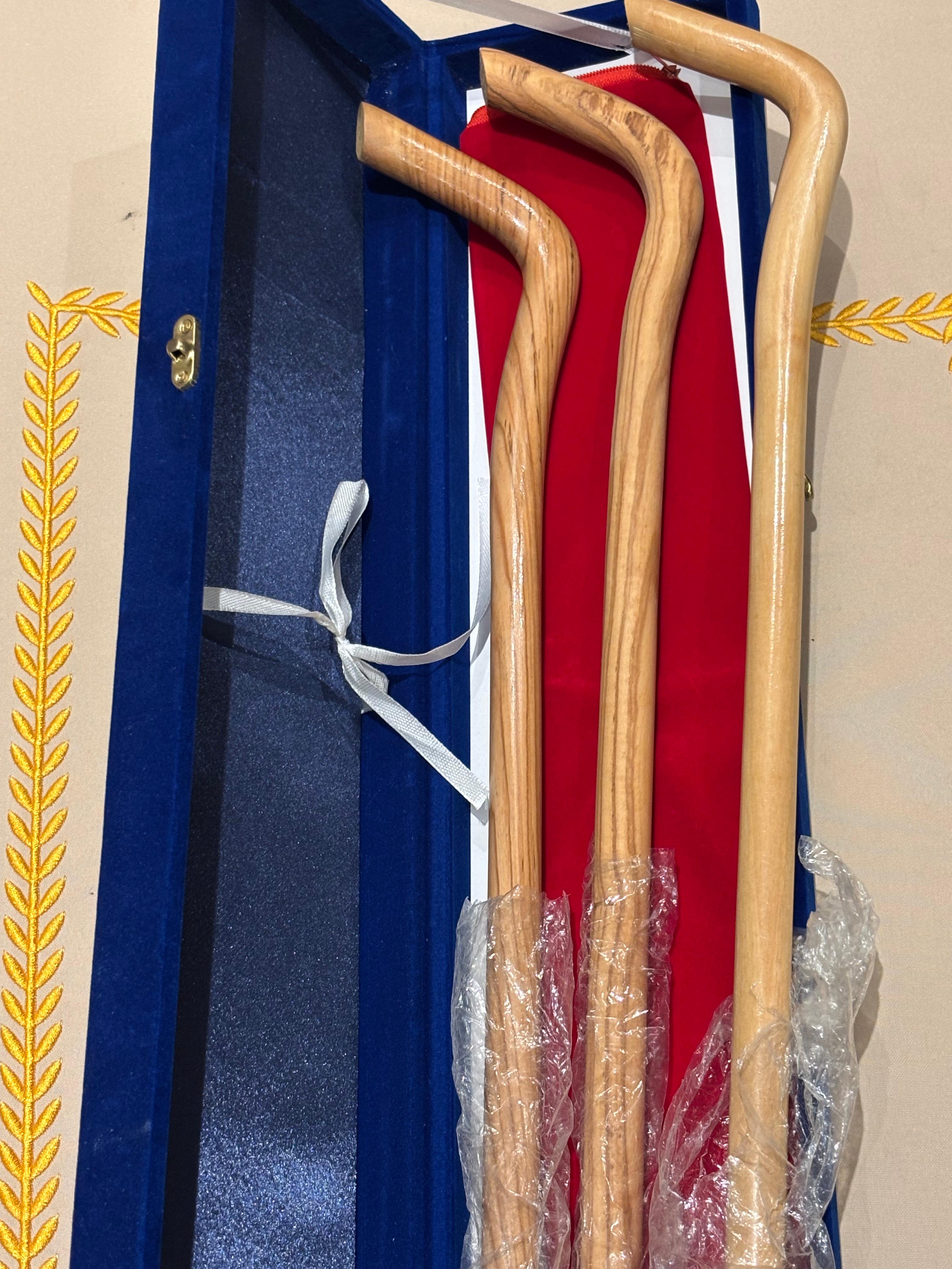 Elegant Wooden Walking Canes Set with Velvet Display Box