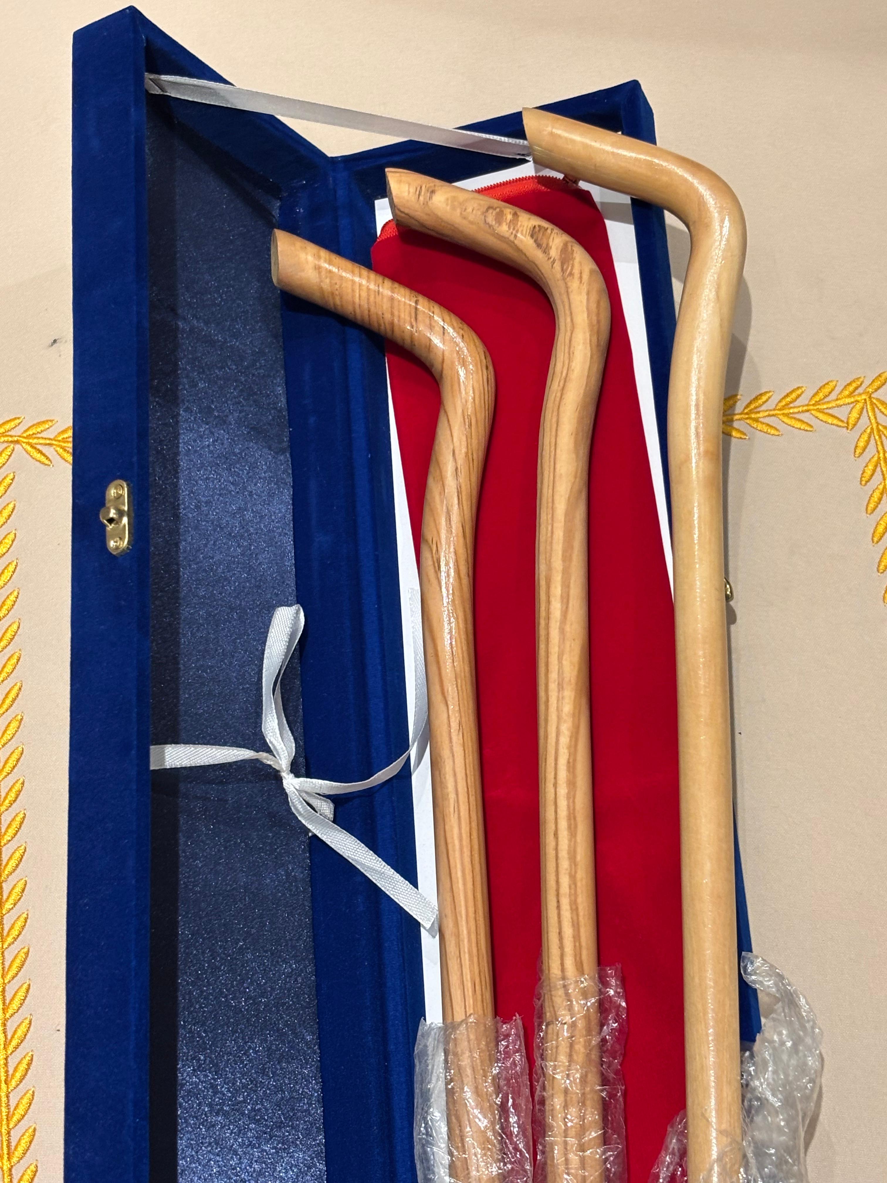 Elegant Wooden Walking Canes Set with Velvet Display Box