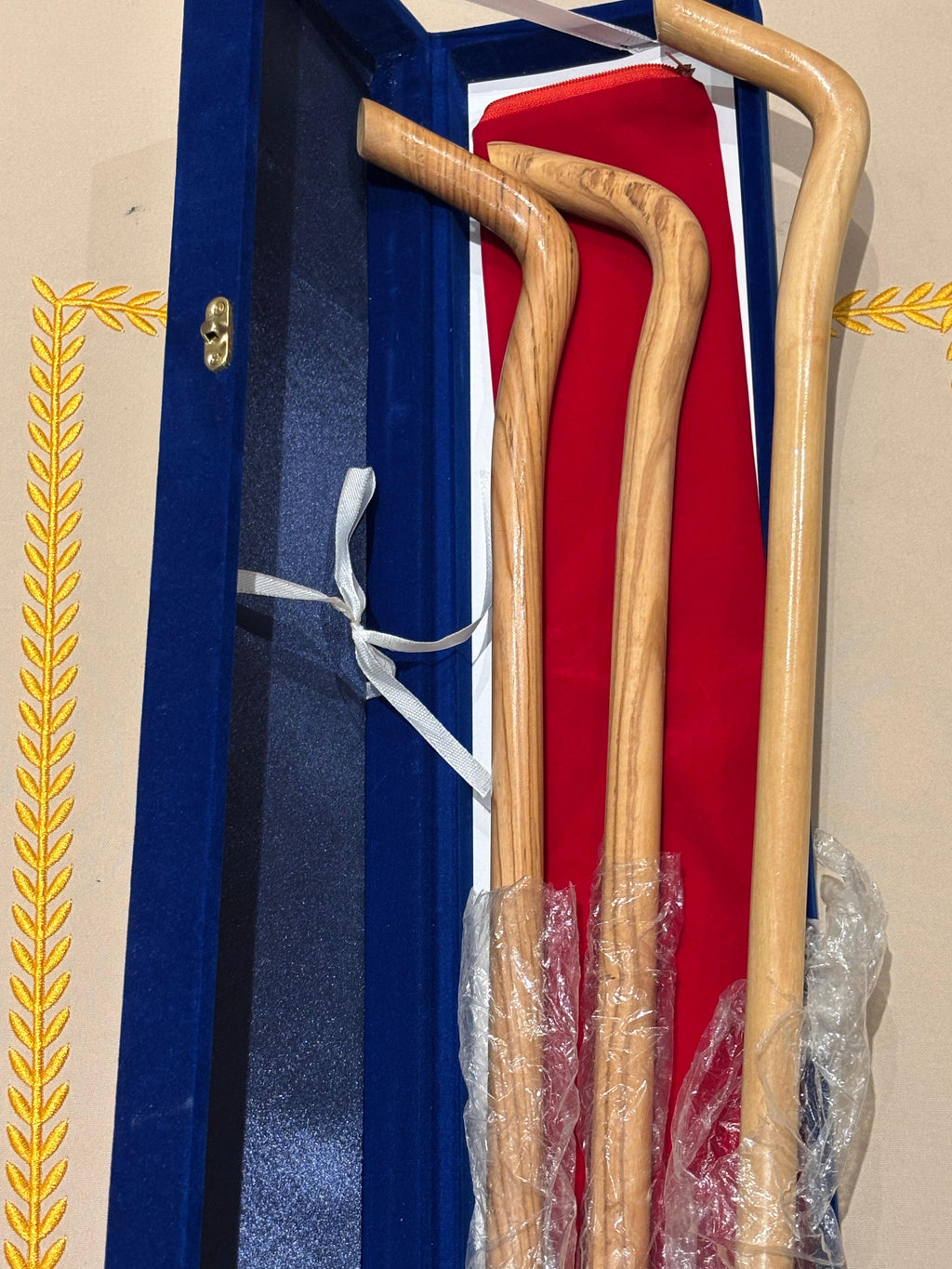 Elegant Wooden Walking Canes Set with Velvet Display Box