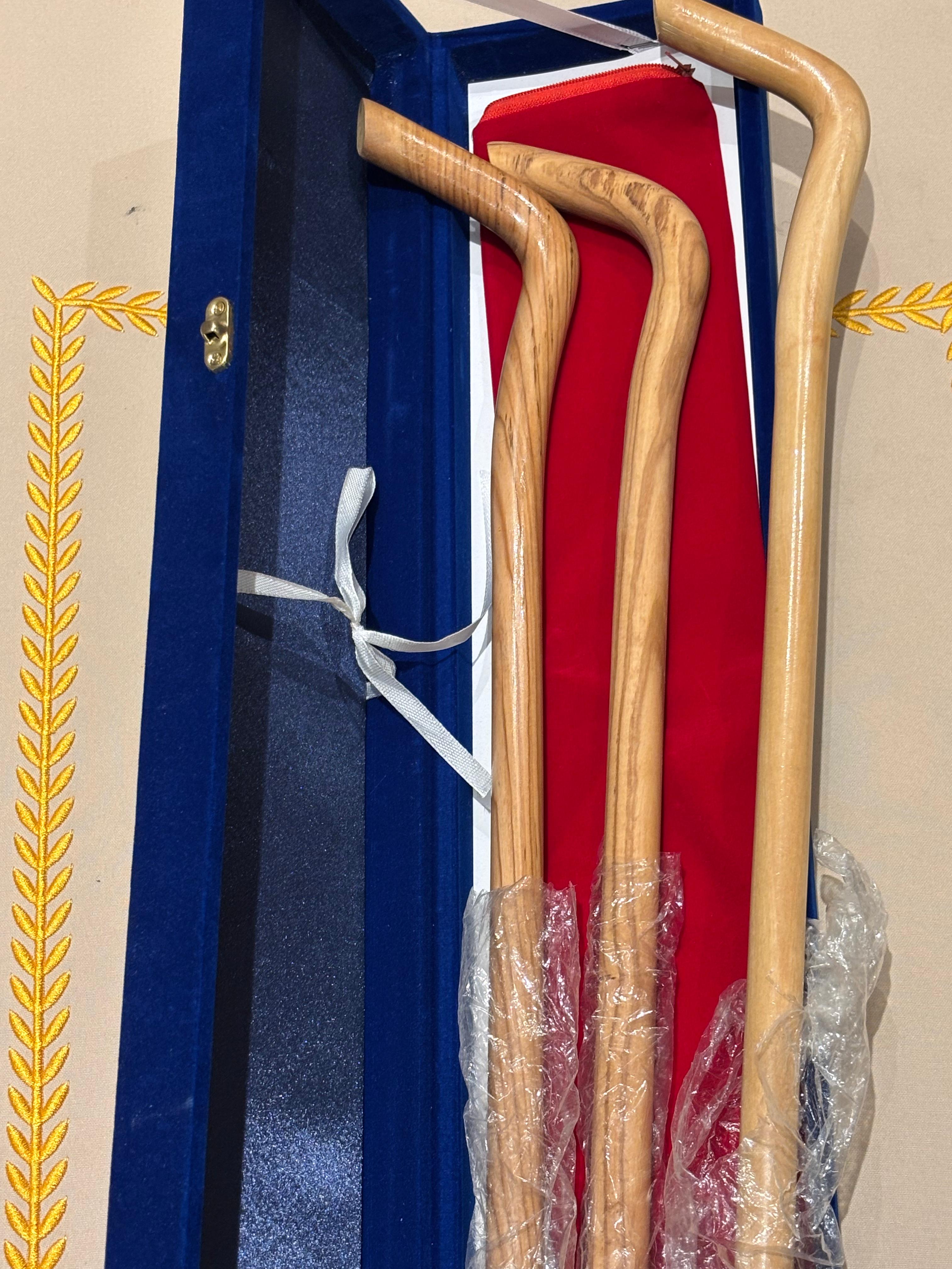 Elegant Wooden Walking Canes Set with Velvet Display Box